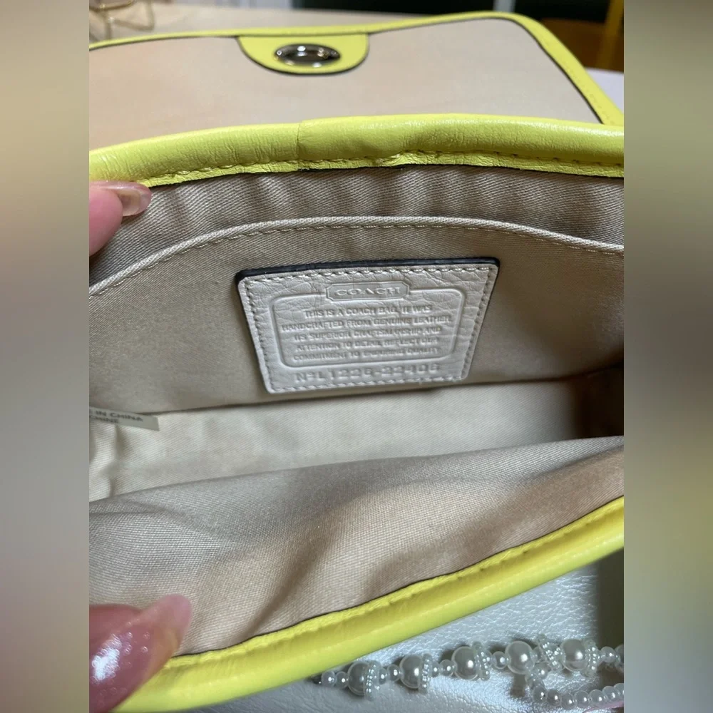 Coach Legacy Archival Two Tone Leather Penny Crossbody in Parchment/Citrine🍋